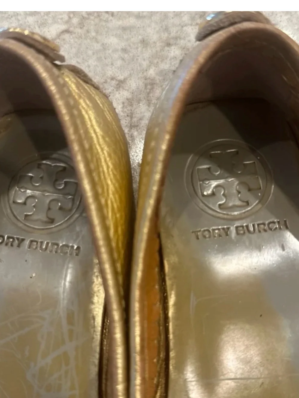 Tory Burch Metallic Gold Leather Tassel Loafers